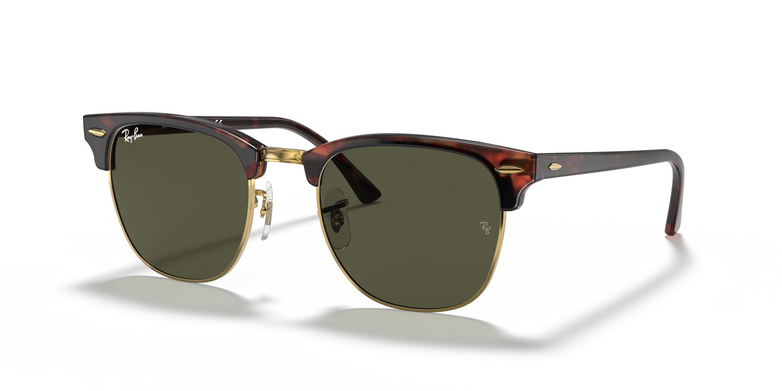 Ray-Ban Clubmaster RB3016 Tartarugato su Oro · Lenti G-15 Verde