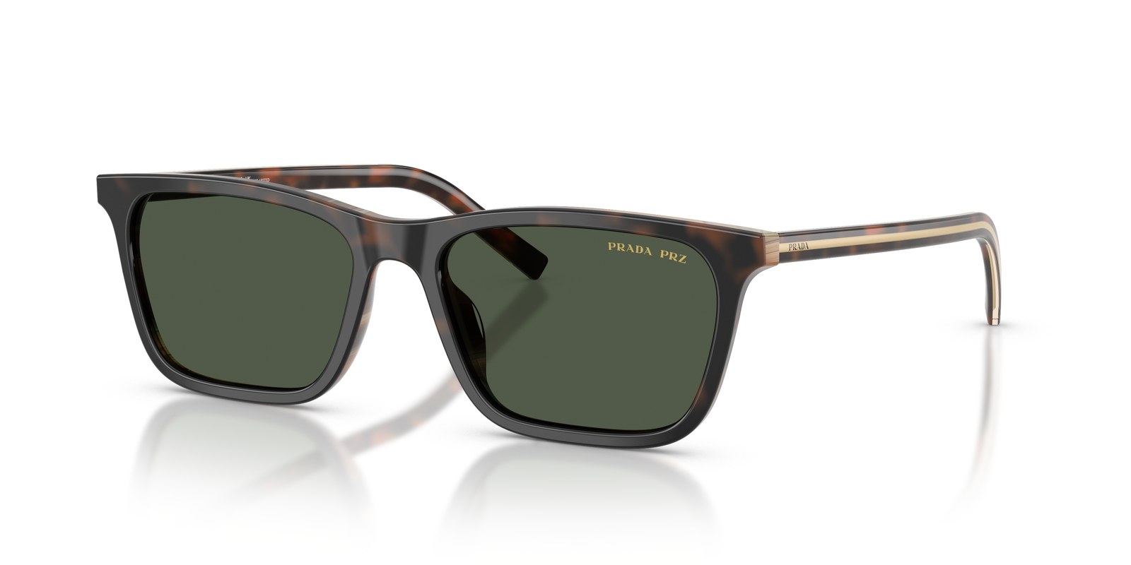 Prada PR D19S Tartarugato Ciliegia / Corno Tabacco · Lenti Verde Scuro Polarizzate