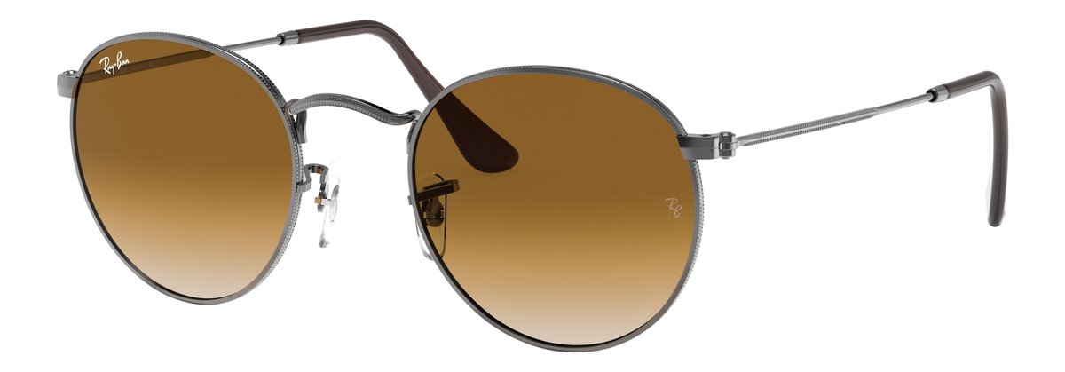 Ray-Ban Round Metal Gunmetal Lenti Marrone chiaro sfumato