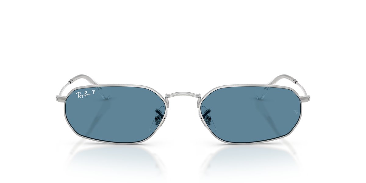 Ray-Ban RB3947 Argento Lenti Blu Specchio Polarizzato