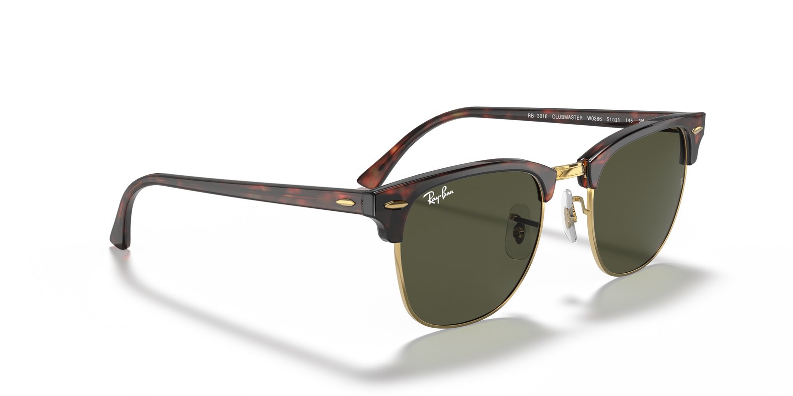 Ray-Ban Clubmaster RB3016 Tartarugato su Oro · Lenti G-15 Verde — foto 2
