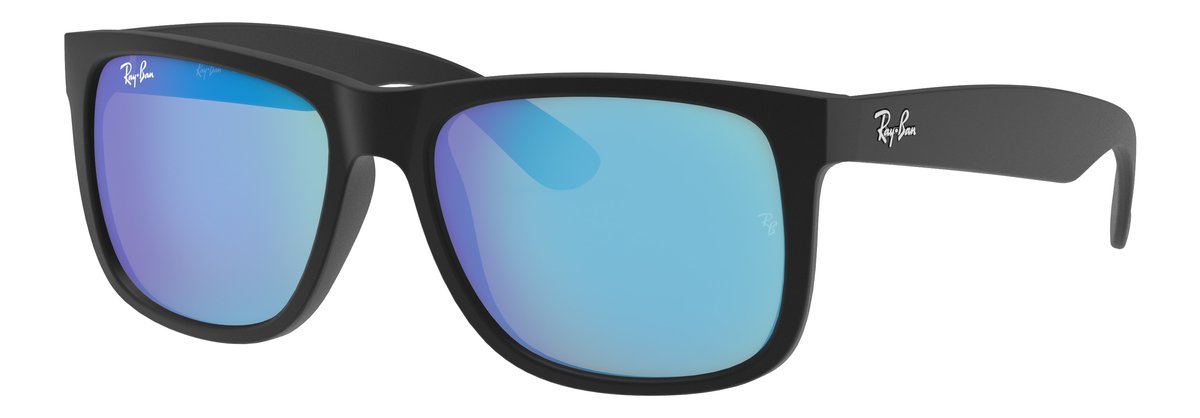 Ray-Ban Justin Gomma Nera Lenti Blu specchiato