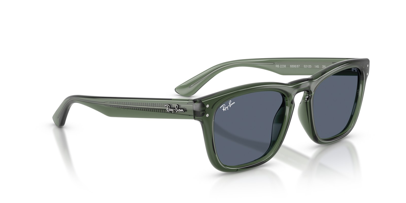 Ray-Ban RB2238 Verde Trasparente · Lenti Grigio Scuro — foto 2