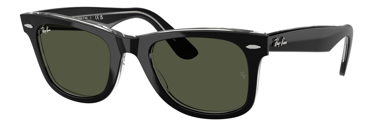Ray-Ban Wayfarer Nero su trasparente Lenti Verde