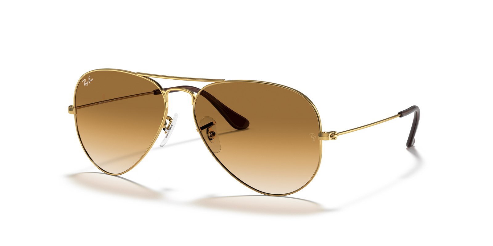 Ray-Ban Aviator RB3025 Oro Arista · Lenti Trasparente Sfumato Marrone