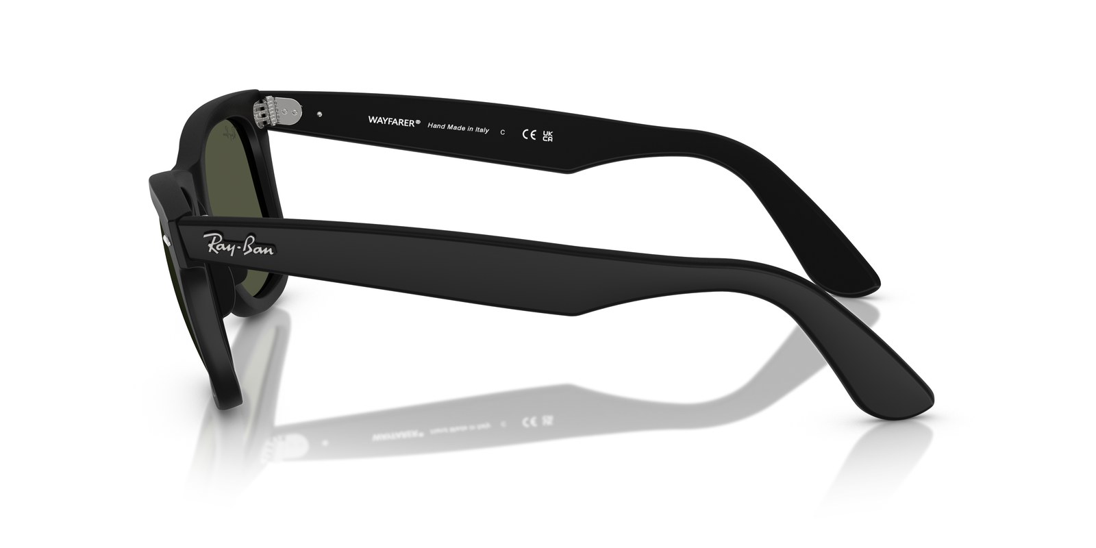Ray-Ban Wayfarer RB2140 Nero Opaco · Lenti Verde Crystal — foto 3