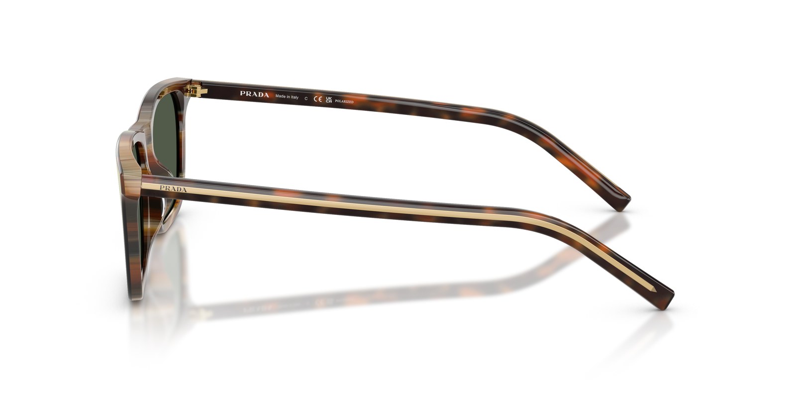 Prada PR D19S Tartarugato Ciliegia / Corno Tabacco · Lenti Verde Scuro Polarizzate — foto 3