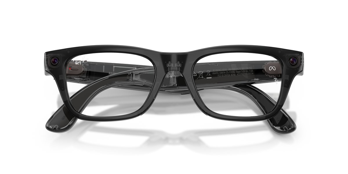 Ray-Ban Meta Wayfarer RW7001 Nero Trasparente — Lente Demo