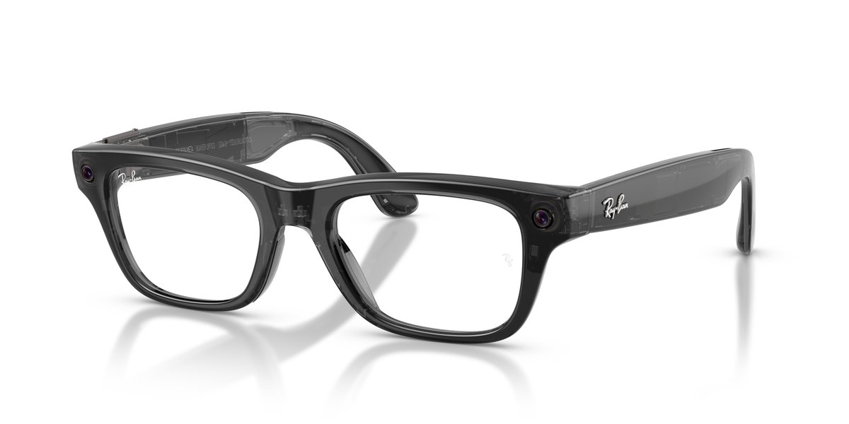 Ray-Ban Meta Wayfarer RW7001 Nero Trasparente — Lente Demo