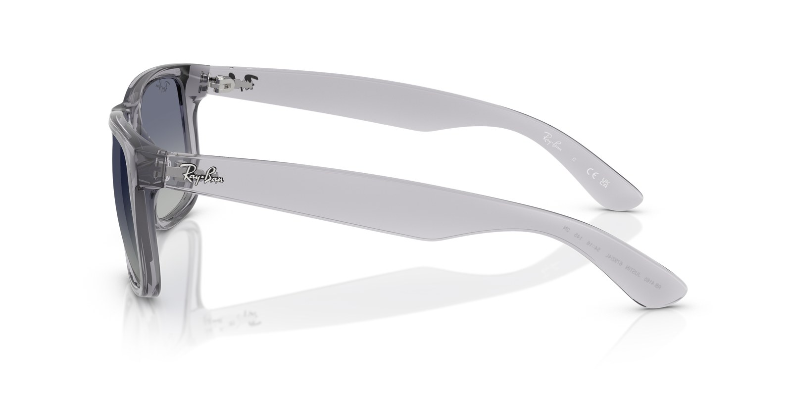 Ray-Ban Justin RB4165 Grigio Trasparente · Lenti Grigio Chiaro Sfumato Blu Scuro — foto 3
