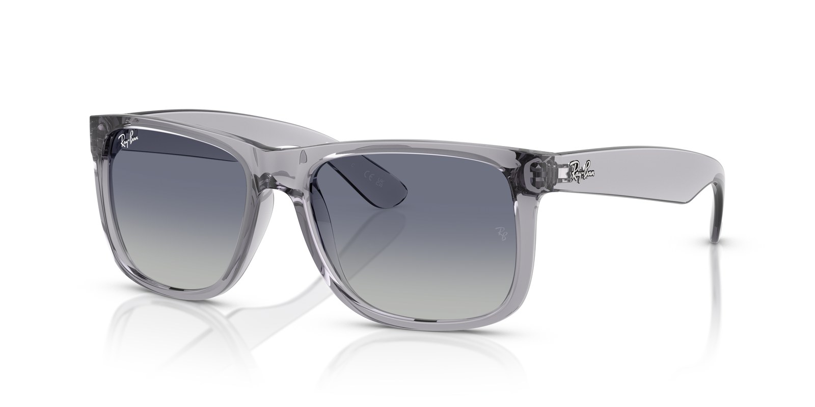 Ray-Ban Justin RB4165 Grigio Trasparente · Lenti Grigio Chiaro Sfumato Blu Scuro