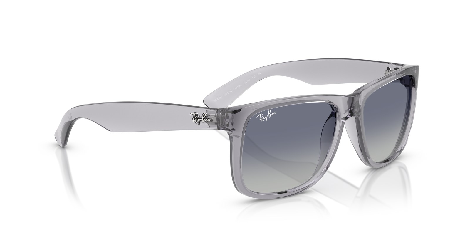Ray-Ban Justin RB4165 Grigio Trasparente · Lenti Grigio Chiaro Sfumato Blu Scuro — foto 2