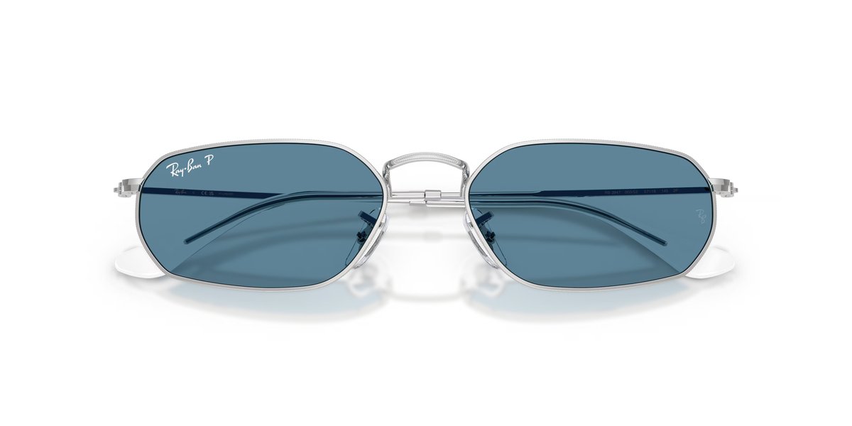 Ray-Ban RB3947 Argento Lenti Blu Specchio Polarizzato