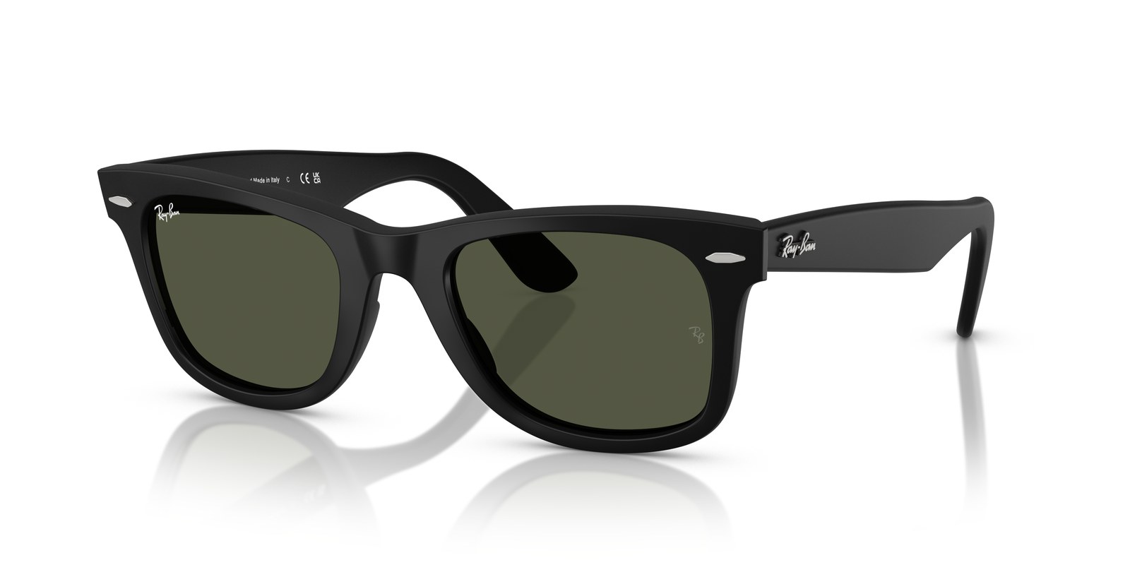 Ray-Ban Wayfarer RB2140 Nero Opaco · Lenti Verde Crystal