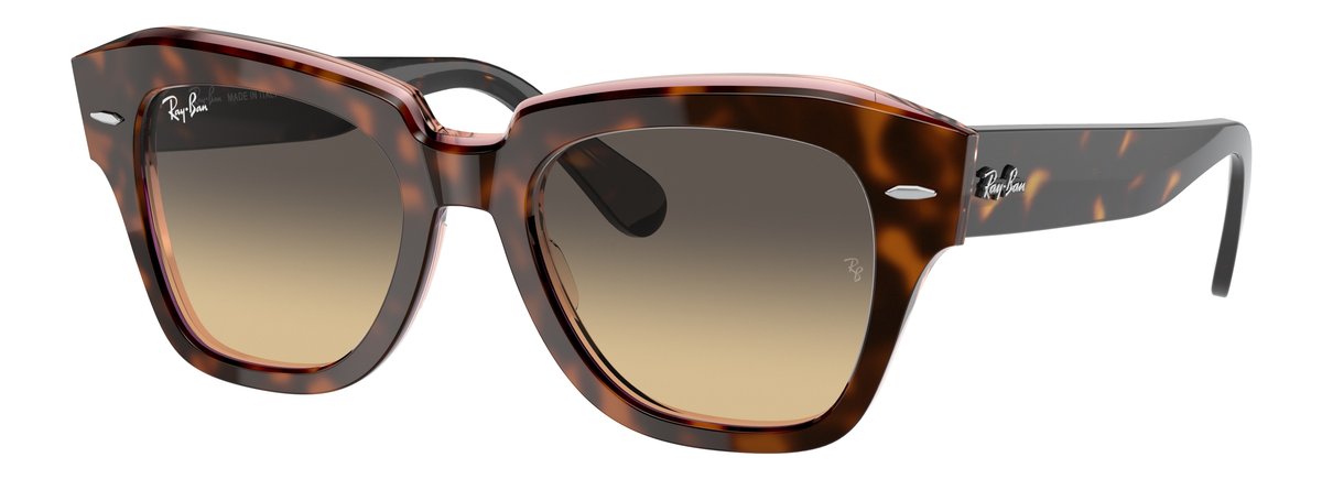 Ray-Ban State Street Havana su rosa trasparente Lenti Marrone sfumato/blu